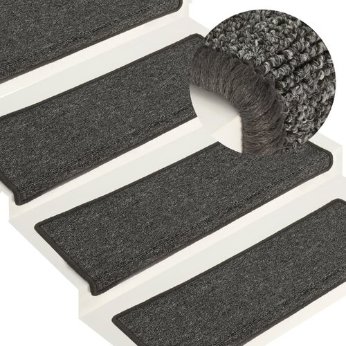 vidaXL Tepisi za stepenice 15 kom 65 x 25 cm sivo-crni Cene