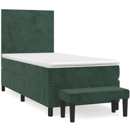 VidaXL Box spring krevet s madracem tamnozeleni 100x200 cm bar&amp;scaron;unasti Slike