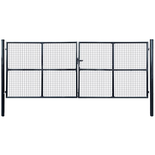 vidaXL Mrežasta vrtna vrata pocinkano jeklo 400x150 cm siva Cene