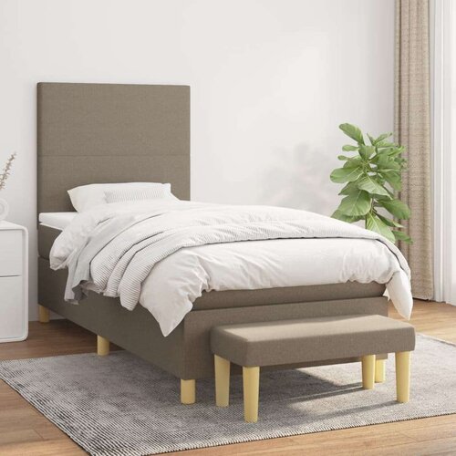  Box spring postelja z vzmetnico taupe 90x200 cm blago, (20792224) Cene