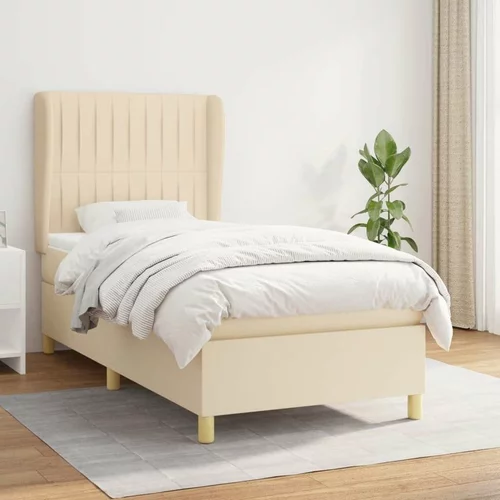  Box spring postelja z vzmetnico krem 100x200 cm blago, (20896271)