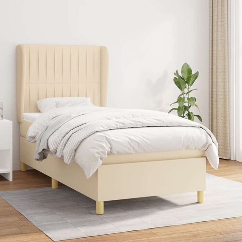  Krevet s oprugama i madracem krem 100 x 200 cm od tkanine Slike
