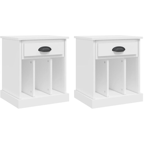 Maison Chic Dvo delni komplet Nočne omarice - Nočne mize bela 43x36x50 cm, (21689428) Slike