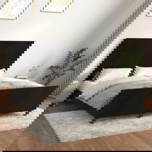 The Living Store Posteljni okvir z vzglavjem črn 140x190 cm žamet - Posteljni Okvir Z Vzglavjem, (21489988) Slike