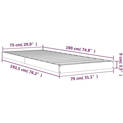  Za krevet od masivne borovine crni 75x190 cm 2FT6 mali Slike
