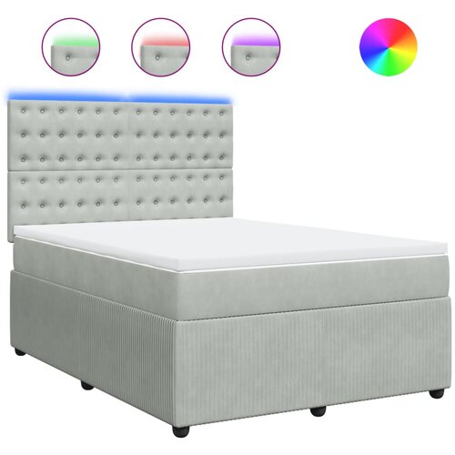 vidaXL Box spring postelja z vzmetnico svetlo siva 160x200 cm žamet, (21304591) Cene