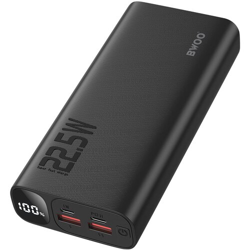 BWOO 20000 mAh zunanja baterija z 2 USB + USB-C, Črna, (5000017448) Cene