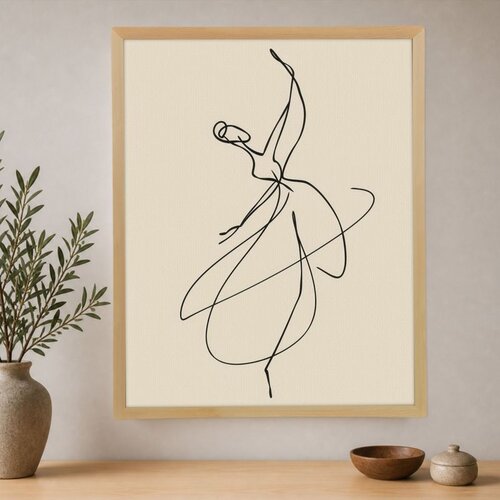Wallxpert uramljena slika na platnu Cc-D-Ah-1042, balerina u pirueti, crtež jednom linijom, 70 x 95 cm Cene