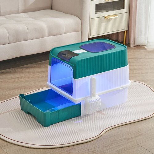  Toalet za mačke Fully Enclosed sa UV sterilizacijom Zeleni 48x35x36 cm Cene