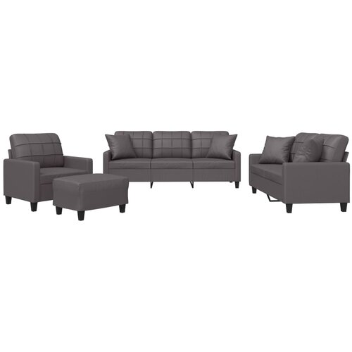 Maison Chic Sedežna garnitura - kavč z vzglavniki 4-delna sivo umetno usnje, (21728892) Cene