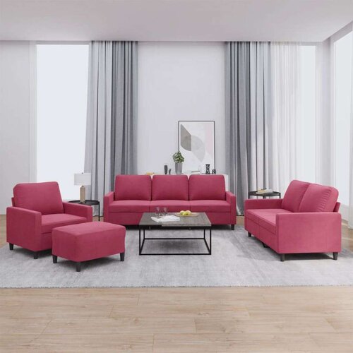  4-dijelni set sofa s jastucima crvena boja vina bar&amp;scaron;unasti Slike