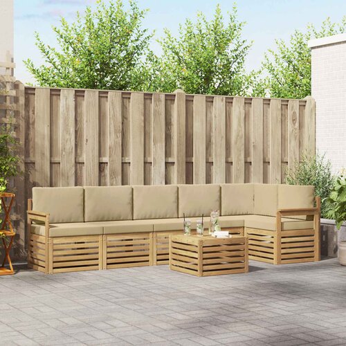  Set vanjskih sofa 7 pcs Bijela i bež 59 x 59 x 37 cm Poliester Cene