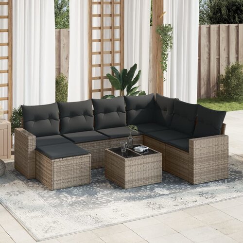 VidaXL 8-dijelni set vrtnih sofa od poliratana s jastucima sivi Slike