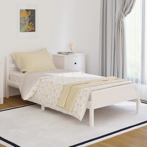 The Living Store Posteljni okvir iz trdne borovine 90x200 cm bel - Posteljni Okvir, (21526863) Slike