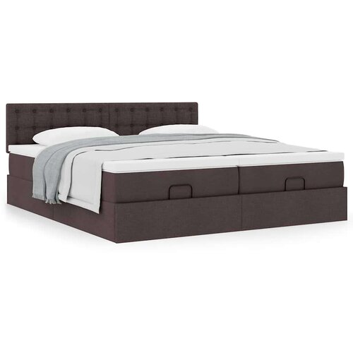 VidaXL Okvir kreveta s madracima tamnosmeđi 200x200cm tkanine Slike
