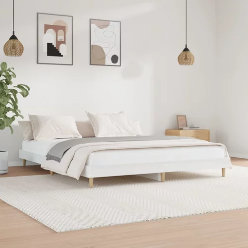 vidaXL Okvir kreveta visoki sjaj bijeli 140 x 200 cm konstruirano drvo