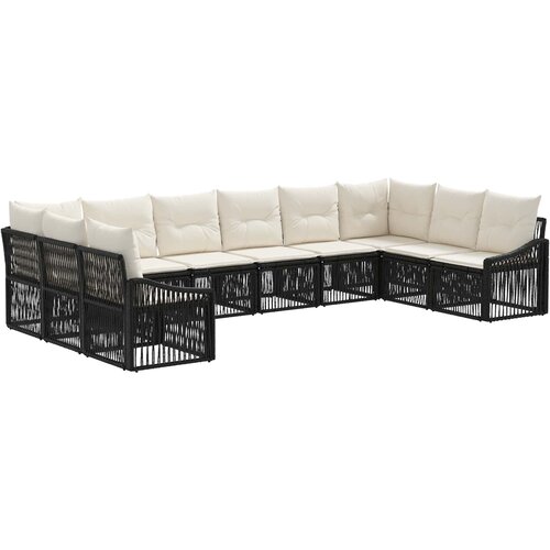 vidaXL Vrtna sedežna garnitura 10 pcs Črna poli ratan, (5000272587) Cene