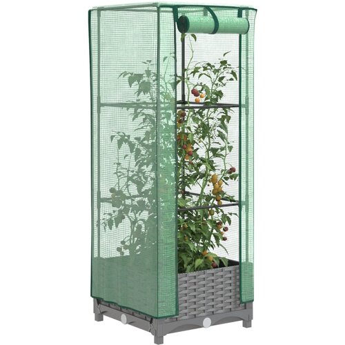 vidaXL Visoka greda s prevleko za rastlinjak videz ratana 40x40x123 cm Cene
