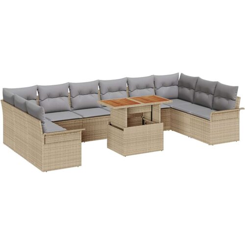  Vrtna garnitura - 11-dijelni set vrtnih sofa s jastučićima Bež poliratan  2-sjededalna vrtna sofa sa skladištem i jastučićima Be Cijene