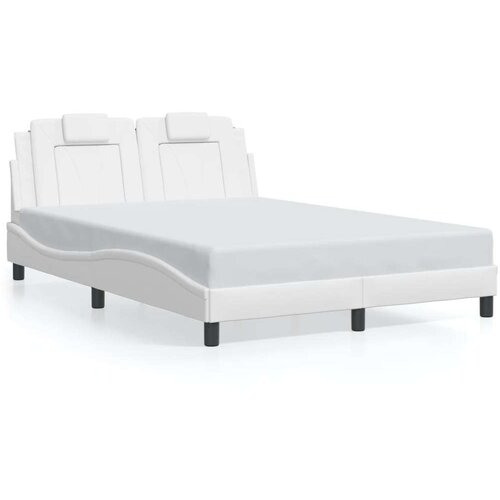  Okvir kreveta s LED svjetlima bijeli 140x190 cm od umjetne kože Slike
