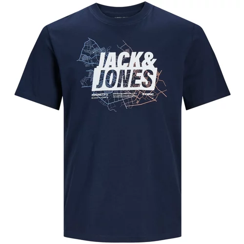 Jack & Jones Majica 'OMAP' mornarska / svetlo modra / bela