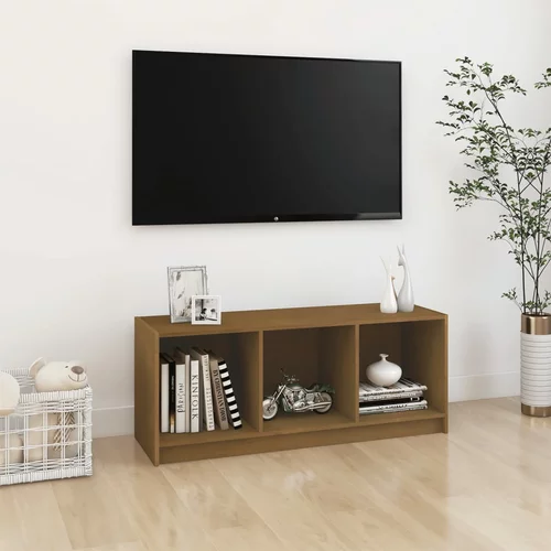 vidaXL TV omarica medeno rjava 104x33x41 cm trdna borovina
