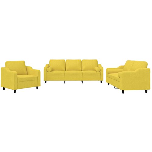 vidaXL 3-dijelni set sofa s jastucima svjetložuti od tkanine Cijene