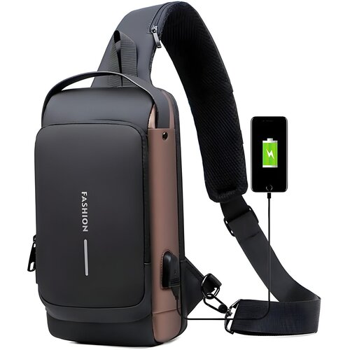  Torba preko ramena s USB punjenjem protiv krađe - Crna / Smeđa KP25261 Cene