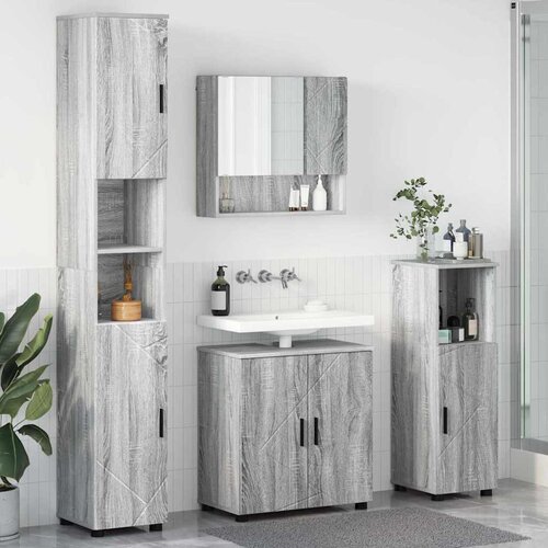 vidaXL Set namještaja za kupaonicu Zidne 4 pcs Sivi hrast sonoma Cene