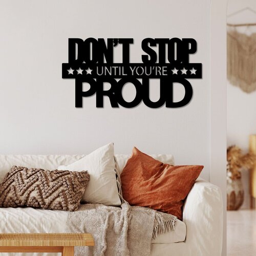 Wallity zidna dekoracija don't stop until you're proud, 60 x 30 cm, crna Cene