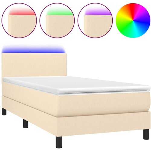 Maison Chic Box spring postelja - Vzmetna postelja z vzmetnico LED krem 90x190 cm blago SL2464, (21907874) Cene