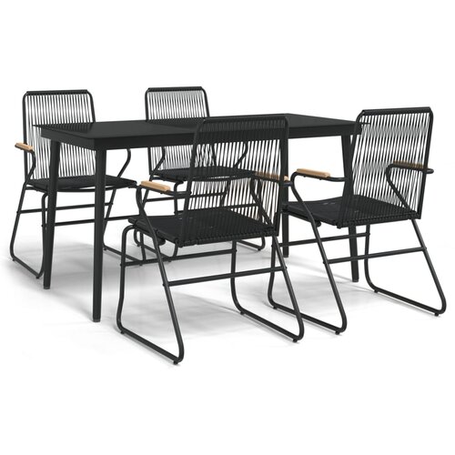  5-dijelni vrtni blagovaonski set od PVC ratana crni Slike