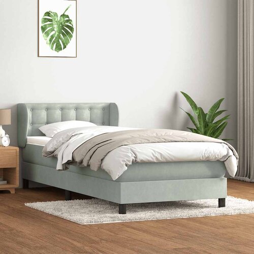 VidaXL Box Spring krevet s madracem svijetlo sivi 90x210 cm bar&amp;scaron;un Slike