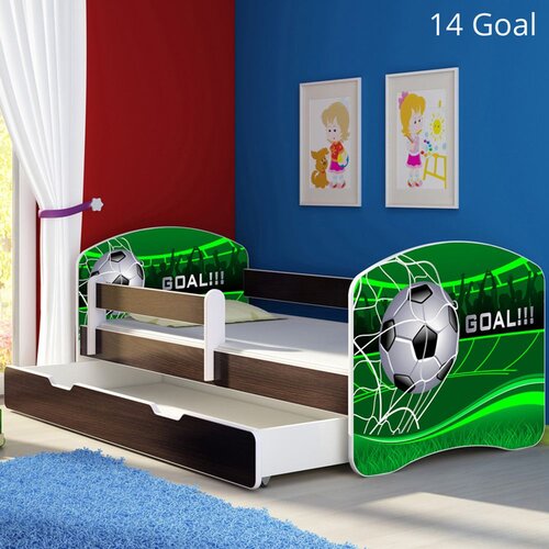 ACMA Dječji krevet s motivom, bočna wenge + ladica 140x70 cm - 14 Goal Cijene
