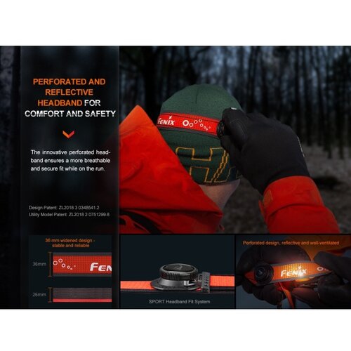 Fenix HL32RTRED - punjiva LED čelna lampa LED/USB IP66 800 lm 300 h crvena/narandžasta Slike