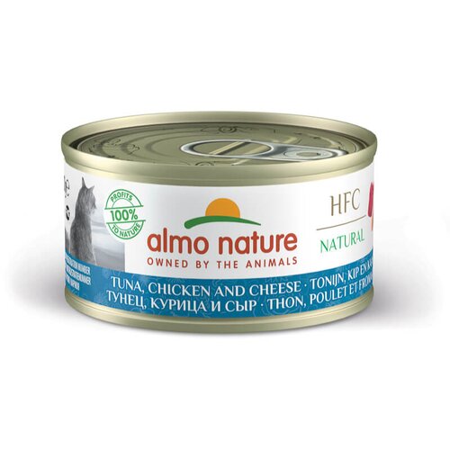Almo Nature HFC Natural &amp;ndash; tuna, pi&amp;scaron;čanec in sir &amp;ndash; 70 g 70 g Slike