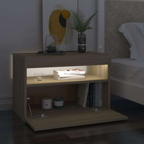 VidaXL noćni ormarić LED boja hrasta sonome 60 x 35 x 40 cm drveni Slike