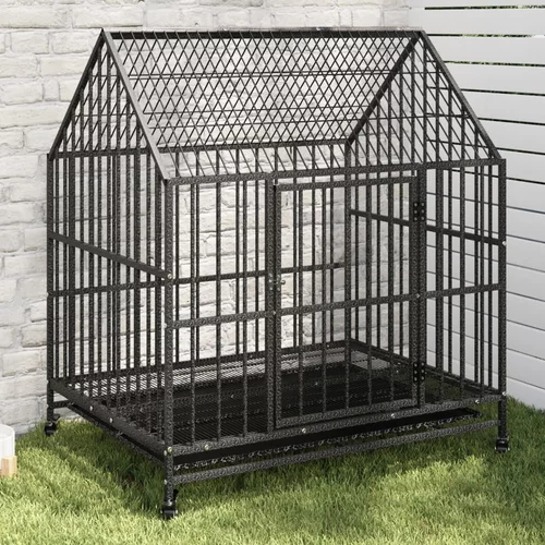  Kavez za pse s kotačima crni od pocinčanog čelika