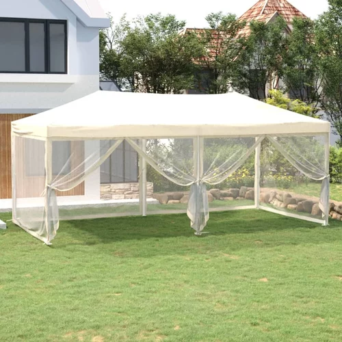 vidaXL zložljiv vrtni šotor s stranicami krem 3x6 m