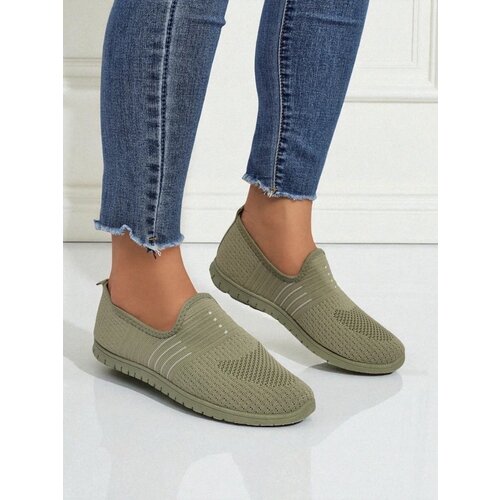 Resti Hypatia Verde Women's Fabric Slip-On Moccasins with Flat Sole Cene