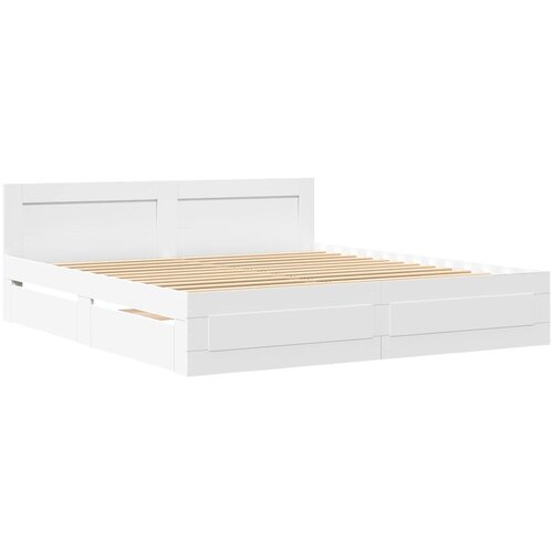 VidaXL Posteljni okvir z vzglavjem bel 180x200 cm inženirski les, (21304014) Slike