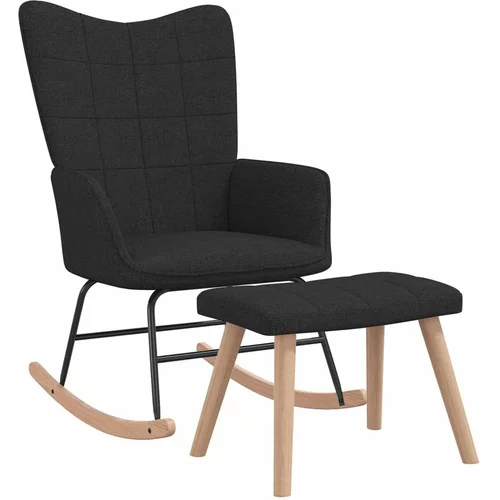  Stolica za ljuljanje s osloncem za noge crna od tkanine