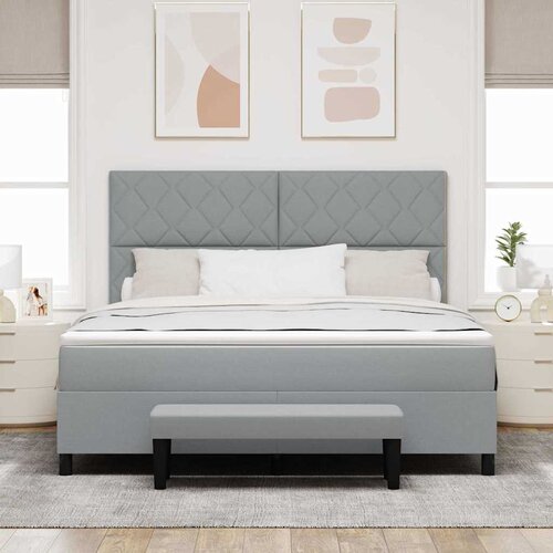  Krevet s opruga kutije Svijetlo siva 180 x 200 cm tkanina Slike