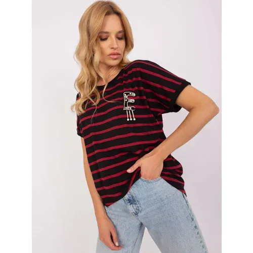 Fashion Hunters Black-red oversized blouse