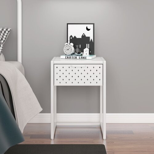 VidaXL Nočna omarica bela 38x35x54 cm jeklo Slike