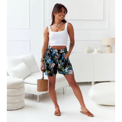 UR/CEO Black women&amp;#039;s floral shorts in blue Dilaya Slike