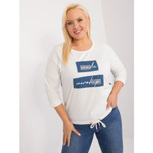 Fashion Hunters Casual plus size ecru blouse with lettering