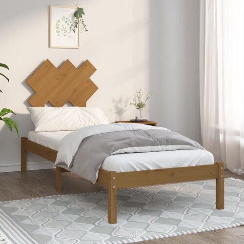 VidaXL Posteljni okvir medeno rjav 75x190 cm 2FT6 iz trdnega lesa Slike