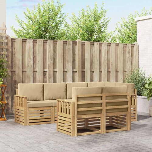  Set vanjskih sofa 7 pcs Bijela i bež 247 x 128,5 x 73 cm Cene