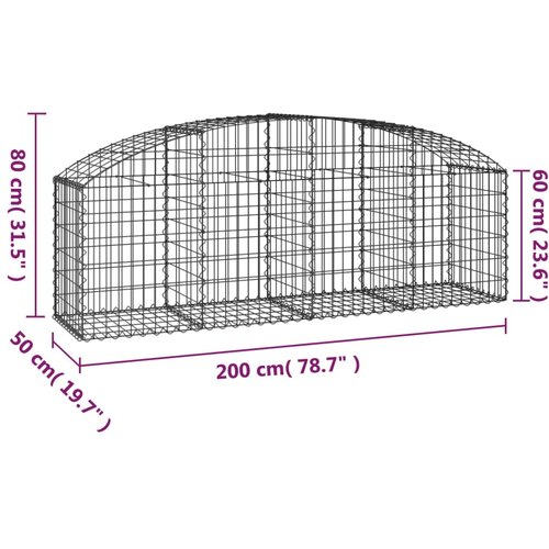  Gabionska ko&amp;scaron;ara s lukom 200x50x60/80 cm pocinčano željezo Slike